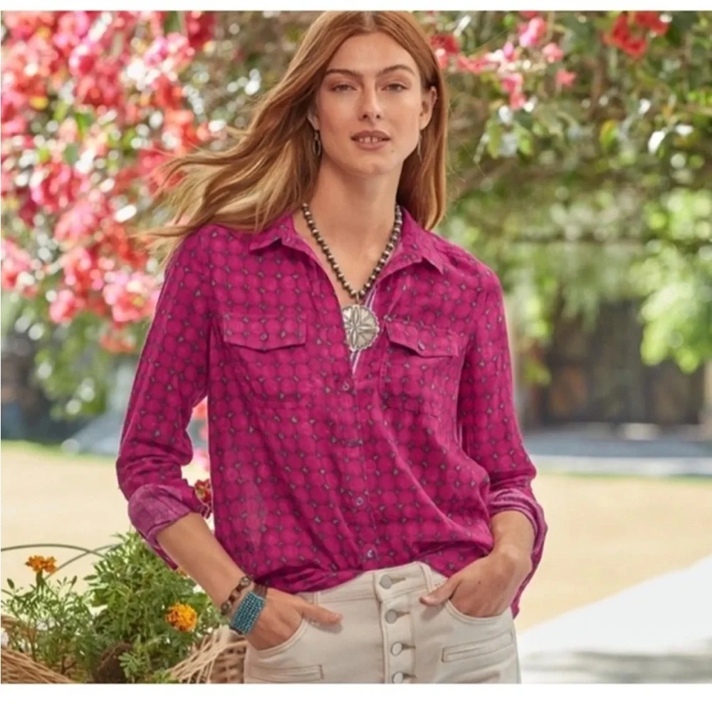 Sundance Good Boyfriend Shirt - Emory Floral size petite XL PXL - Picture 1 of 6